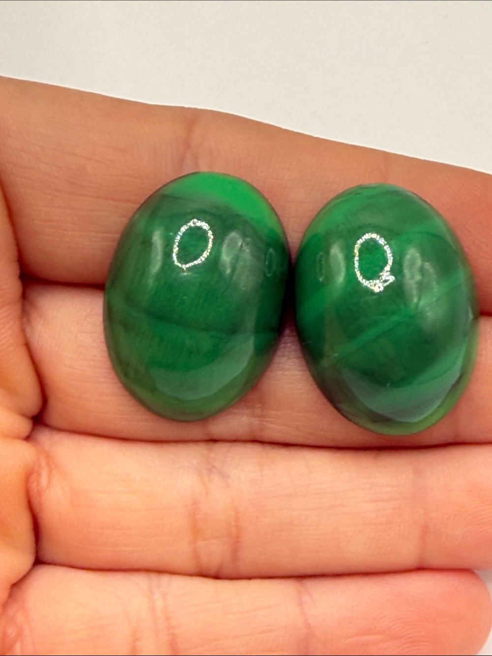 Vintage Green Oval Large Stud Dangle Drop Statement Earrings